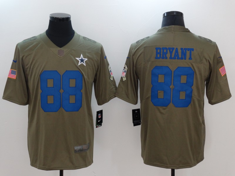 Men Dallas cowboys #88 Bryant Nike Olive Salute To Service Limited NFL Jerseys